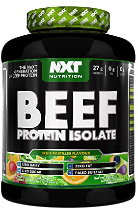 NXT Nutrition Beef Protein Isolate Powder - Protein Powder High in Natural Amino Acids - Paleo, Keto Friendly - Dairy and Gluten Free - Muscle Recovery | 1.8kg | Fruit Pastilles