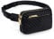 UTO Gürteltasche für Damen wasserdichte Bauchtasche Gesteppte Hüfttasche PU Leder Mode Schlanke Leichte Waist Pack Tasche mit 3 Reißverschlüsse Schwarz