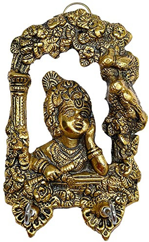 WC_Lord Krishna Statue Krishn Metal Idol Figurine-Hindu God of Love and Divine Joy-Murlidhar Kishna Idol for Indian Religious Festival– Home Decor Item… (Key Ring Krishna)…