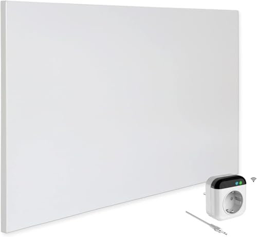 VIESTA® Infrarot Wandheizung mit Thermostat [FERNBEDIENUNG + WIFI STEUERUNG] – Infrarotheizung Wandmontage Heizkörper – Carbon Crystal Infrarot Paneel App steuerbar – (Modell TH70 WIFI - 600W)