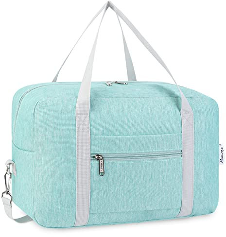 für Ryanair Handgepäck 40x20x25 & Handgepäck Tasche für Flugzeug - Faltbare Reisetasche Damen & Weekender Damen - Handgepäck Koffer 20L (Minzgrün (mit Schultergurt))