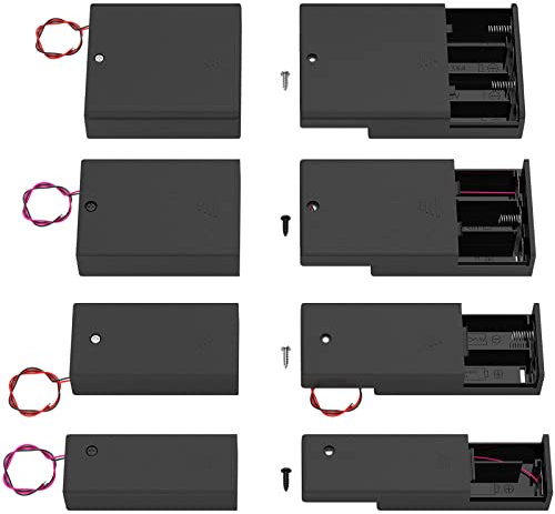 DAIERTEK AA Battery Holder Pack Single AA Battery Holder 2 AA Battery Holder 3 AA Battery Holder 4 AA Battery Holder with Switch Leads Cover AA Battery Box Case -Total 8Pcs