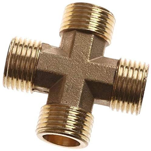 Raccordi filettati Raccordi per tubi in ottone 1/2BSP filettatura maschio Raccordo a croce in ottone a 4 vie Adattatore Accoppiatore Connettore per acqua Carburante Gas Convertitore rubinetto giunto