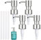 JNZLT 4 Stück Pumpkopf Seifenspender, Pump Head mit Plastic Schlauch Stainless Steel Replacement Pump Dispenser for Soap, Shampoo und Shower Gel