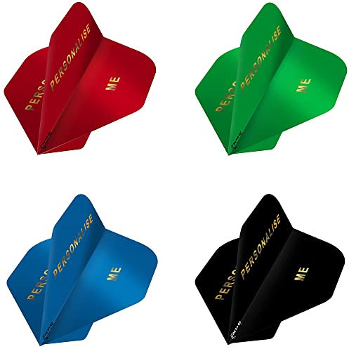 DESIGNA DARTS Personalised 100 Micron Flights | Custom Hot Foil Print Dart Flights | 5 Sets of 3 Flights, Standard, Red (PF9006RD-PERS)