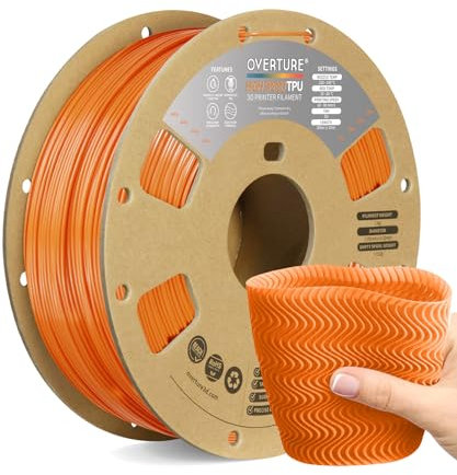 OVERTURE Super Speedy TPU Filament 1.75 mm, 95A, 1kg (2.2 lbs) für High Speed 3D-Drucker (Orange)