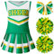 Spooktacular Creations Cheerleader-Kostüm für Mädchen, süßes Cheerleading-Outfit, grün-weiße Cheer-Uniform für Halloween Dress Up und Rollenspiel-S