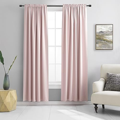 DONREN 1 paire de rideaux occultants, thermo-isolants et éco-énergétiques, rose pastel (Baby Pink), pour chambre/pouponnière, 132 x 213 cm de long
