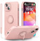 pcgaga Silicone Phone Case for iPhone 15 Plus with Screen Protector [Ring Holder Stand] [Wrist Strap] [Microfiber Lining] Slim Shockproof Protective Cover, 6.7,Pink