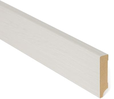 Bildershop-24 Bildershop - Set di 6 battiscopa per pannelli da parete Dekowa in rovere bianco, 230 x 8 x 1,8 cm, effetto legno