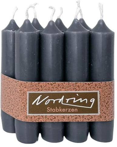Nordring 8 Stück Stabkerzen dunkelgrau 2,2 x 11 cm hoch