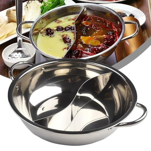 Casserole double divisée en acier inoxydable, 28 cm, double saveur, plaque à induction, outil de cuisine (28 cm)