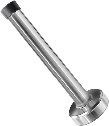 Long Doorstops, 10 Inch Stainless Steel Door Stopper, Anti-Collision Door Resistance with Mute Rubber tip, Door Stop Door Catch Holder Floor Wall Protector for Home Office 1 Pack Silver