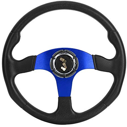Drifting Lenkrad Sportlenkrad Aluminiumlegierung Pu-Leder 350 Mm 14 Zoll Rennwagen Sportlenkrad Dish 6s Universelles Modifiziertes Zubehör (Blau)