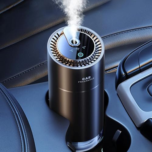 Ceeniu Smart Car Air Freshener, Waterless Ultrasonic, Auto ON/OFF, Plug-Free, MINT ICE Scent, French Natural Fragrance, 4-Month Supply, F26 Car Aroma Diffuser