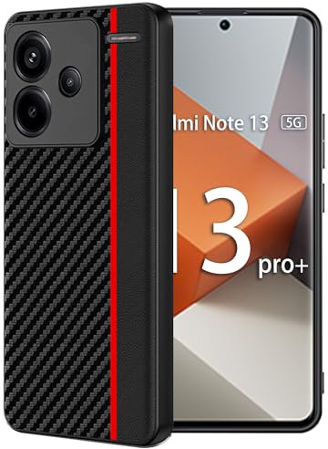 FDHYFGDY Funda para Xiaomi Redmi Note 13 Pro Plus 5G / Redmi Note 13 Pro+ 5G, Protección Completa de la Cámara, Funda Protectora Extra Delgada a Prueba de Golpes y Antirrayas (Negro Rojo)