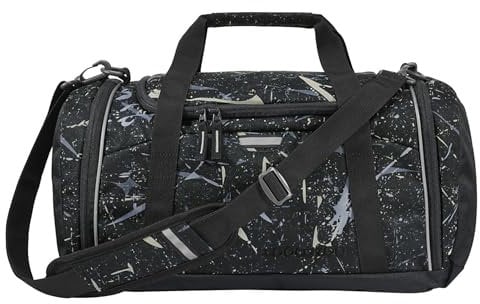 coocazoo Sporttasche „Reflective Splash“, schwarz-grau, reflektierend, Hauptfach, Nasswäschefach, Seitentasche, Reflektoren, 20 Liter, ab der 3. Klasse