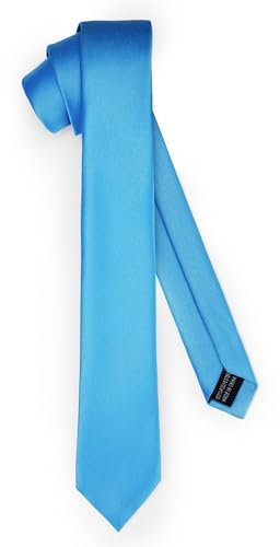 Ladeheid Klassische Herren Krawatte, matt, Perfekt für Büro & Festlichkeiten, Vielfältige Farben - Ideal für Geschäftsmeetings, Hochzeiten TMM-5 (150cm x 5cm, Türkis)