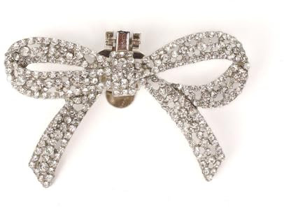 UOPMQGB 2 Stück Schleife Schuh-Clip, Hochzeit Schuh-Clip, Bogen Schuhschnalle, abnehmbare elegante Schuhdekoration für Frauen Braut Hochzeit Prom Arbeit pendeln Partei, Silber