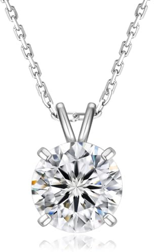 KRKC&CO Moissanite Halskette Damen Silber 925 mit Anhänger, 2 CT Moissanit Diamant, VVS1 Reinheit D Farbe, Länge verstellbar 45+5cm, mit Geschenkbox, Geschenk für Frauen Freundin Mama