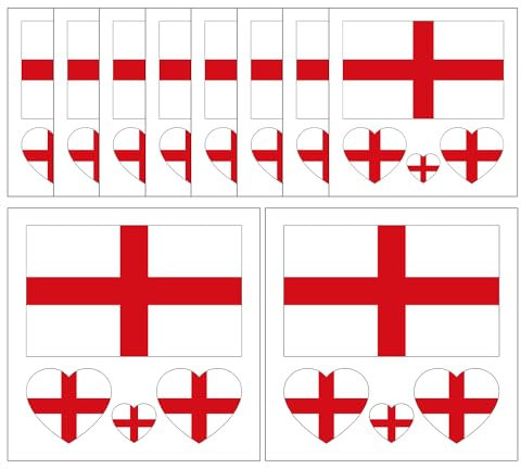 England Flag Tattoos Stickers Football Tattoo Sticker Euro Cup Temporary Tattoo Transfer Stickers St George’s Cross for Football Fan Kids Party Decoration A8GQWST