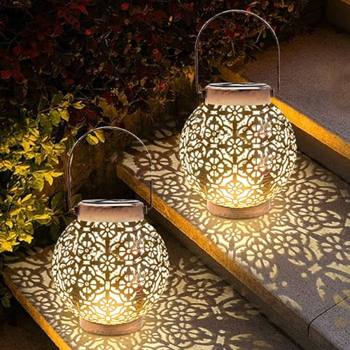 Solarlaterne Für Außen Orientalische Laterne Solarlampen Für Außen Garten, IP65 Wasserdicht Solarleuchten, Hängend Solar Gartenleuchten Für Draußen, Garten, Balkon, Outdoor, Terrassen (2 Stück A)
