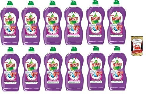 Italian Gourmet Detersivo per Piatti Lavanda Geschirrspülmittel 12 x 850ml | Con aceto sgrassante, entfernt Fett gründlich und lascia le stoviglie, Gesamtnettogewicht 10,2 L + Kostenlos Polpa 400g