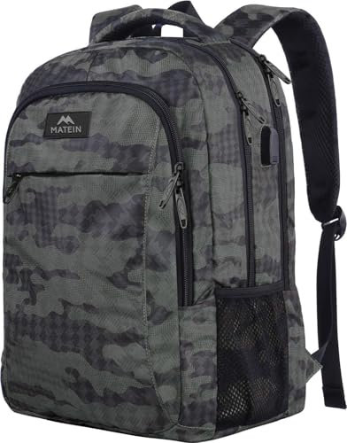 MATEIN Rucksack mit Laptopfach 15,6 Zoll Wasserabweisend Notebook Rucksack Herren Teenager Schulrucksack Reisen Arbeit, Schwarzgrau