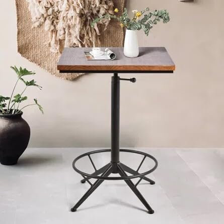 Diwhy Bartisch im Industrie-Design, höhenverstellbar, 77 - 89,9 cm, Küche, Esszimmer, Kaffee, Bistro, Pub, quadratisch, Schwarz