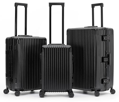 Flight Knight Premium Reisekoffer – 8 Spinner-Räder – integrierte Seitenverriegelung leichter Aluminiumrahmen, ABS-Hartschale, Handgepäck, sehr langlebig, zugelassen für über 100 Fluggesellschaften,