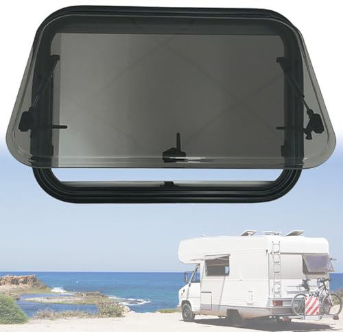 Wohnmobilfenster | Tropfenförmiges Ausziehfenster | Wohnmobilfensterersatz | Camperfenster | Doppelt Getöntes Acrylglas | Wohnmobilfenster mit Fliegengitter | für 30 bis 80 mm Dicke Wände,50x30cm