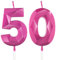 Hot Pink 50th Birthday Candles for Cake, Number 50 Candle for 50th Birthday Decorations, 3D Design Cake Topper Decor for Girls Womens Birthday Theme Party Weddings Anniversary Celebration Supplies