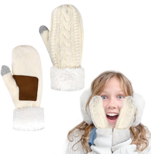 MININUSI Winterhandschuhe, Fäustlinge, Thermo Handschuhe für Winter, Strickhandschuhe, Fausthandschuhe, Strick Fäustlinge, Thermo Handschuhe, Flauschige Fäustlinge zum Skifahren Geschenk Autofahren