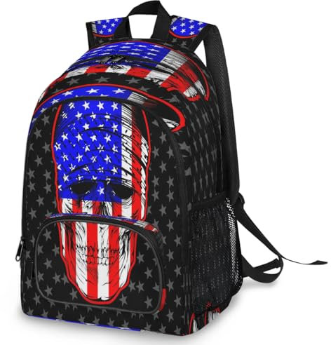 Totenkopf-Flagge, Bandana-Rucksack, multifunktional, groß, für Schule, Büchertasche, Totenkopf, USA, Rucksack, Reisen, lässig, Laptop, Tagesrucksack für Kinder, Jungen, Mädchen, Männer, Frauen,