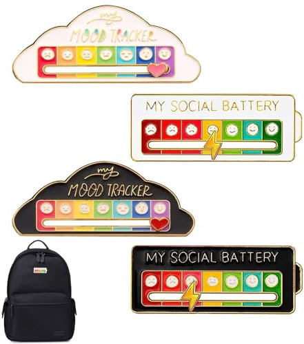 AZWOOD Moodbadge 4 Pcs Enamel Pins Battery Brooches Gift (4PCS)