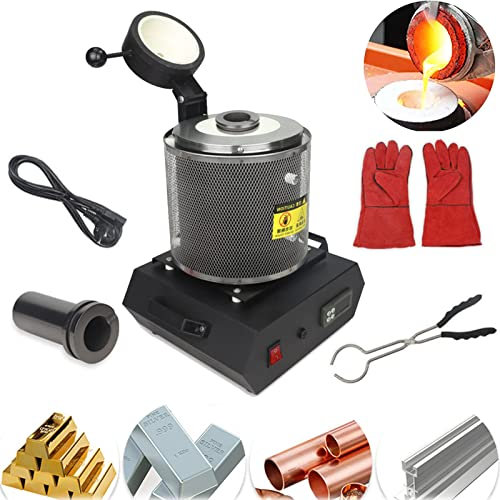 ZXNANA Forno Elettrico per la Fusione dell'oro, Macchina per la Fusione Digitale dei Metalli da 2102 ℉ con crogiolo di Grafite, Forno per la Fusione dell'oro per la Fusione dell'argento (Black 2KG)
