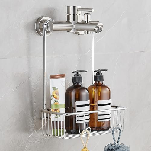 SWOYYU Estanteria Ducha colgar Estante Baño Sin Taladro Acero Inoxidable Estantería Baño Colgante Estante Ducha Organizador Baño Plata