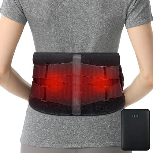 AROMA SEASON Wärmegürtel Vibrationsmassage mit Akku | Heizkissen für Rücken mit Massagegerät und Abschaltautomatik | Kabellos Rückenwärmer