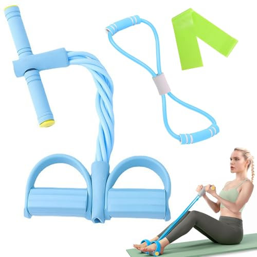lomdung Multifonction Corde de Traction élastique pour Pédale avec Figure 8 Bande de Résistance et Bande Elastique, Bande de Résistance à Pédale, Corde de Tension pour Abdominaux Taille Bras Jambes