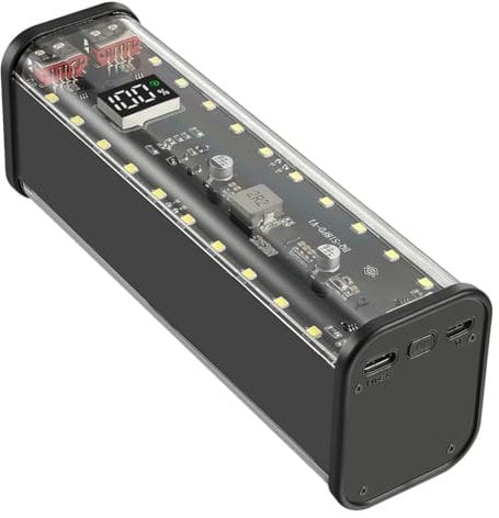 Wouueso 8 Slots 18650 DIY Power Bank Case Fast Charging Power Bank Case Large Capacity Digital Display Battery Storage Black