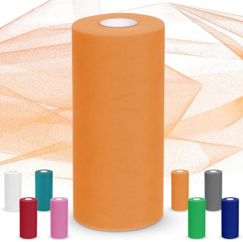 Tüll 30cmx92M,Tüllstoff Hochzeitsdekoration Tüll Stoff Rolle Tüllband,Organza Stoff,Tülls Meterware Für DIY-Handwerk Pom Pom Handwerk Bögen Party Dekoration Geschenke(Orange)