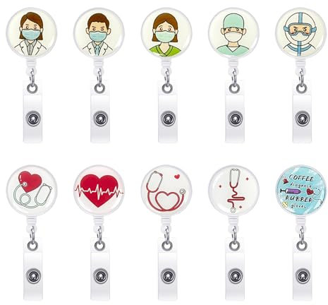 Porta Badge Estensibile Set di 10 per Infermieri Medici Insegnanti Studenti Porta Badge Pratico e Versatile per Identificazione Ideale per Ambiente Lavorativo e Scolastico Accessorio Essenziale