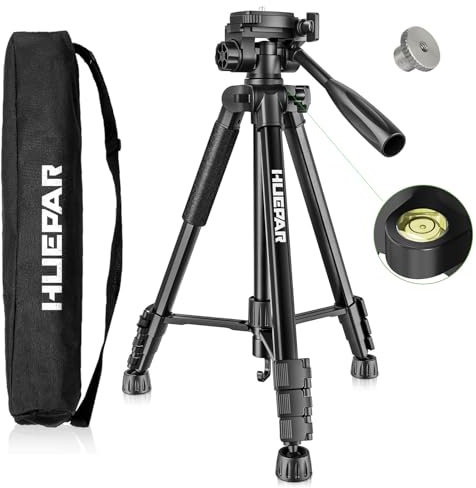 Huepar Professional Laser Level Tripod, 146cm Adjustable Laser Level Stand, Suit for Heavy Duty Laser Levels, Point Lasers, Laser Distance Measures; 1/4 & 5/8 Thread Mount, Non-Slip Feet, TPD14B