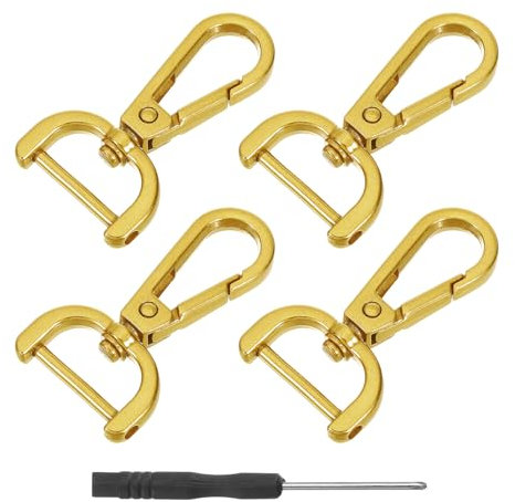 QUARKZMAN 4Pcs Ganci Girevoli, 20mm (3/4 Pollice) Anello D Gancio Sganciabile Gancio Aragosta Metallo Con Cacciavite Per Creazione Borse Portachiavi, Oro Retro