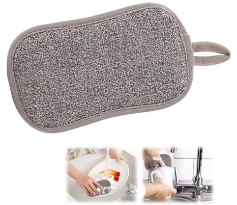 Lot de 10 éponges de cuisine réutilisables double face en microfibre, éponges à récurer pour la vaisselle, la vaisselle et les casseroles (gris)