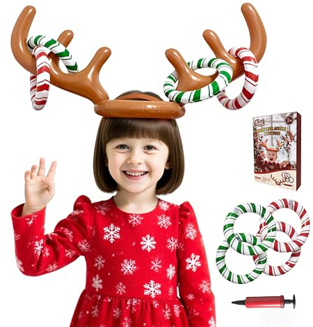 Weihnachtsdekorationen – Rentiergeweih Ringwurfspiel für Partydekorationen, Weihnachtsspiele für Familienfeier, Spaß