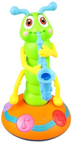 LIXSAZSE Leuchtendes Raupenspielzeug mit Musik für Babys, sensorische Entwicklung, ABS Saxophon, das Raupen Kinderspielzeug spielt