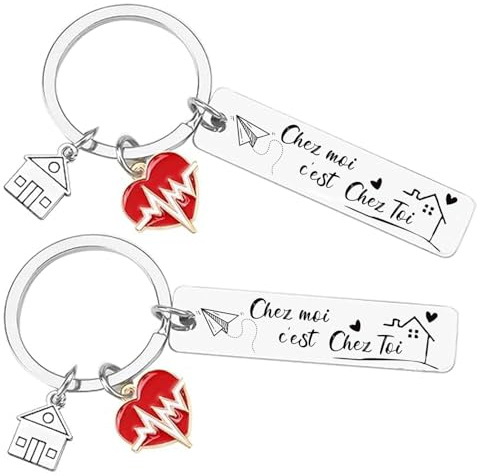 XQXQXZ Porte Clef Maison du Bonheur - Idée Cadeau Original pour Couple et Crémaillère (2)