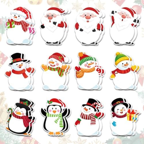 24 Stücke Haftnotizen Weihnachten, Haftnotizen Klebezettel Weihnachten, Weihnachten Selbstklebende Notizzettel, Notizblock Weihnachten, Sticky Notes Weihnachten für Deko & Aufgabenlisten