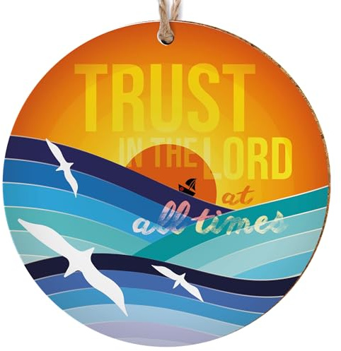 Christian Hanging Decoration or Coaster, Scripture, Trust in the Lord | Christian decorations for the home; religious ceramic ornaments; baptism, confirmation or birthday gift; Bible verse plaque